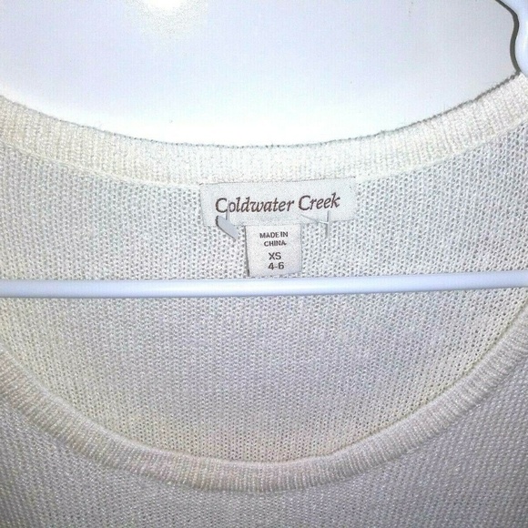 NWT COLDWATER CREEK sweater top silver sequins gray stripes LINEN BLEND - Picture 4 of 8